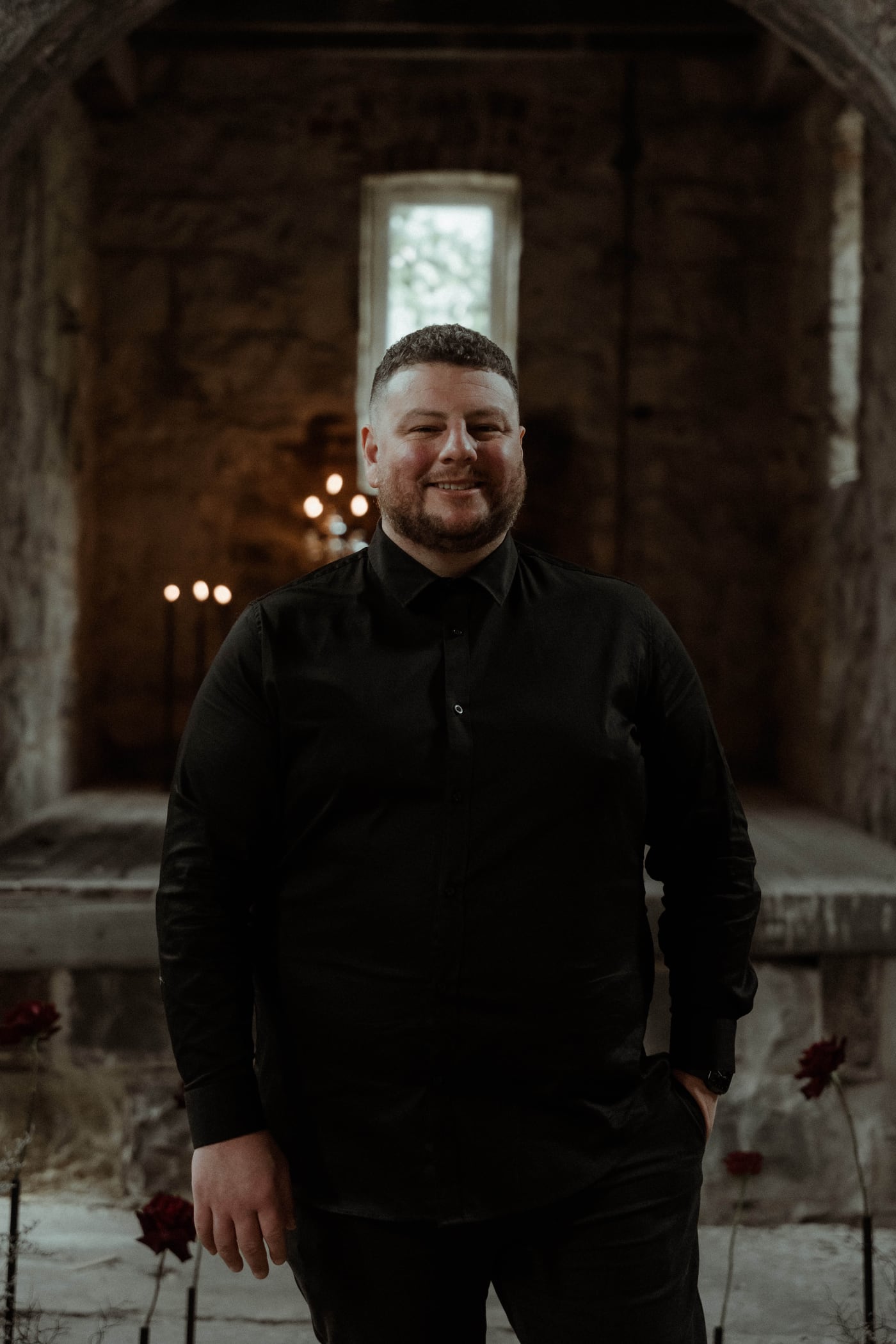 Apples Founder & DJ Elder Emo Weddings, chapel portrait